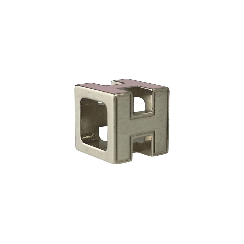 Hermes Pendant Cage D'h Cube Silver Pink Metal Necklace — view 3