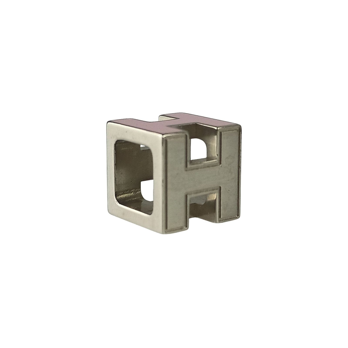 Hermes Pendant Cage D'h Cube Silver Pink Metal Necklace — view 3