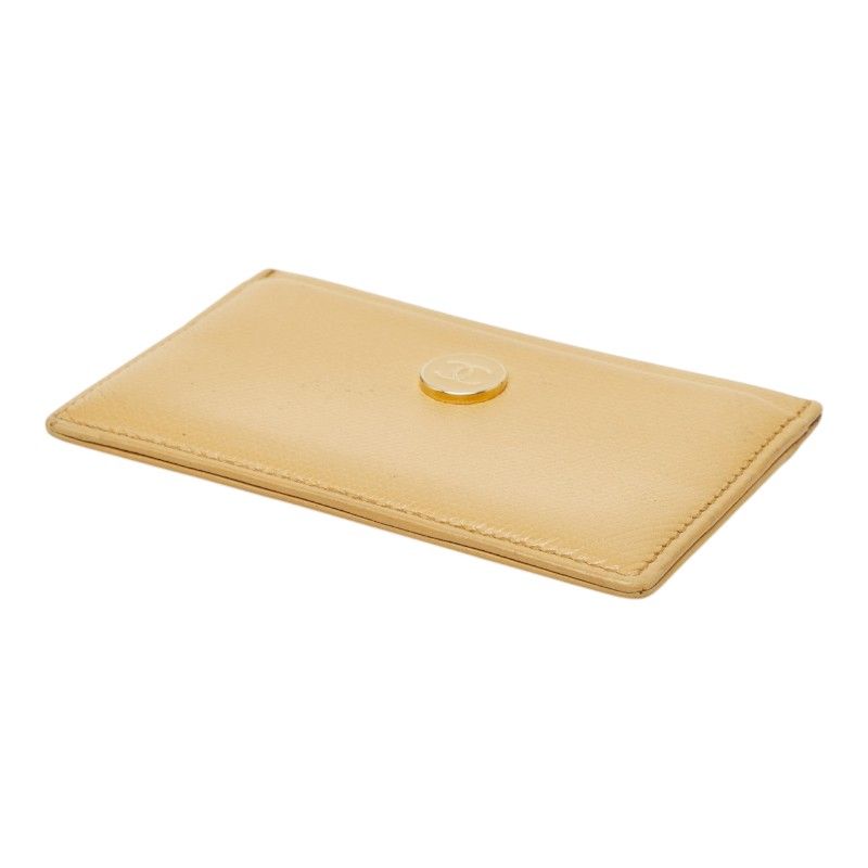 Chanel CC Logo Card Case Beige Leather — view 4