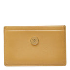 Chanel CC Logo Card Case Beige Leather