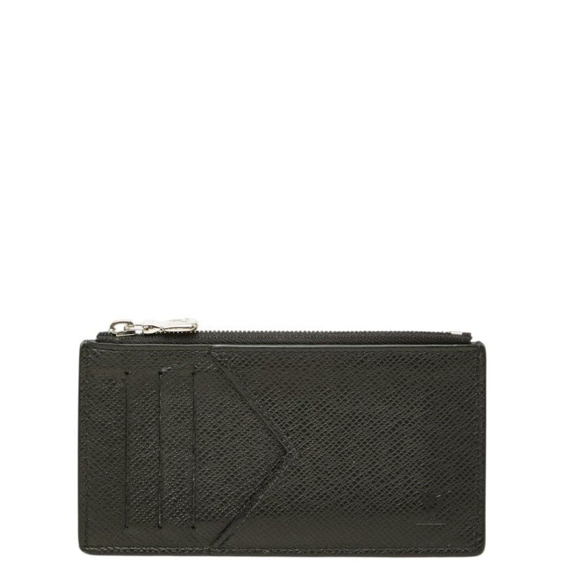 Louis Vuitton Taiga Coin Card Holder Purse Case Black Leather