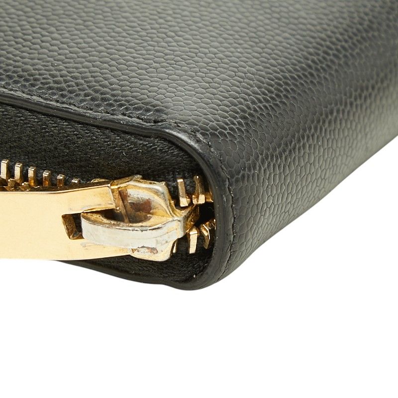 Saint Laurent YSL Logo Zip Around Wallet Black Leather — view 5