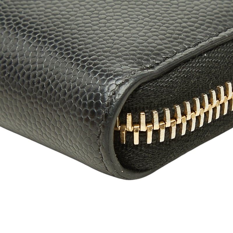 Saint Laurent YSL Logo Zip Around Wallet Black Leather — view 4