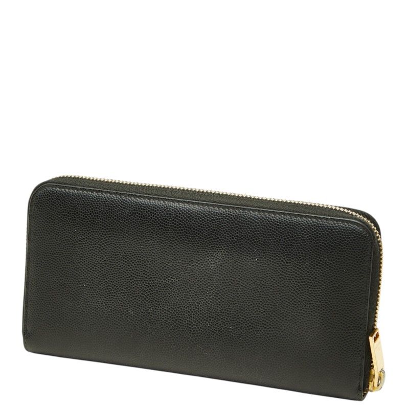Saint Laurent YSL Logo Zip Around Wallet Black Leather — view 2