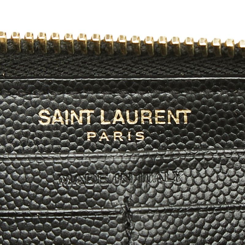 Saint Laurent YSL Logo Zip Around Wallet Black Leather — view 8