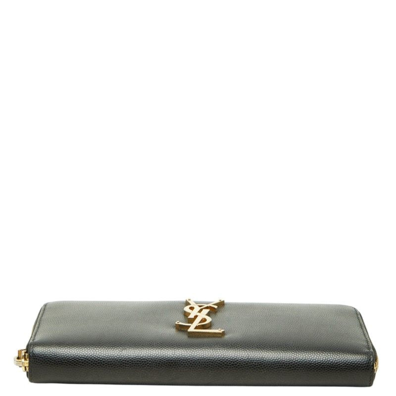 Saint Laurent YSL Logo Zip Around Wallet Black Leather — view 3