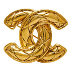 Chanel Quilted CC Logo Brooch Gold Plated