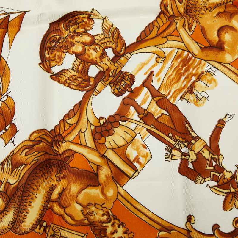 Hermes Carre 90 Silhouettes Navales Navy Silhouette Scarf Large Format Camel — view 3