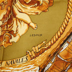 Hermes Carre 90 Silhouettes Navales Navy Silhouette Scarf Large Format Camel — view 4