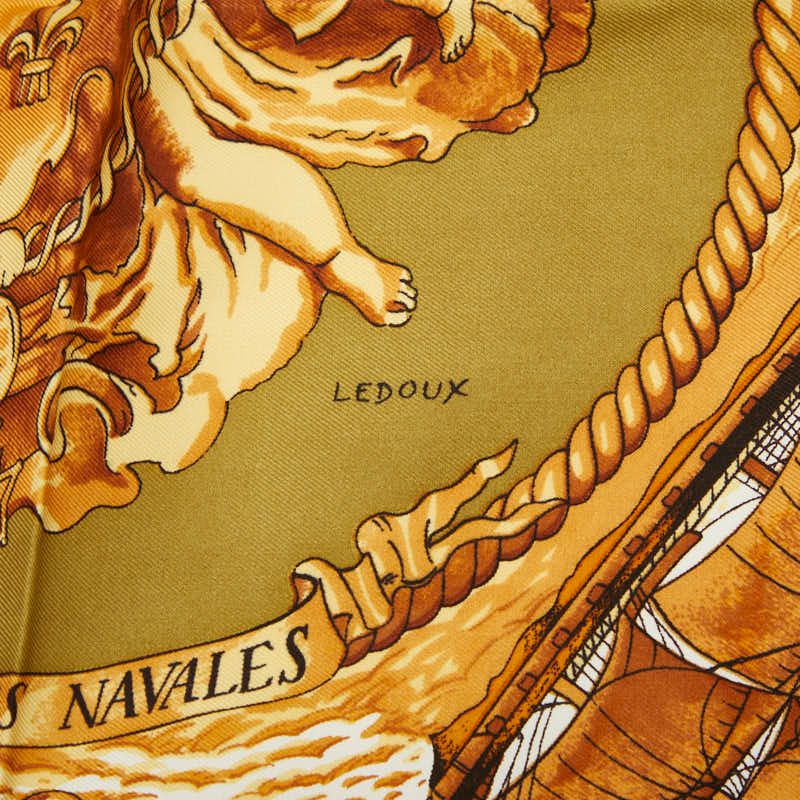 Hermes Carre 90 Silhouettes Navales Navy Silhouette Scarf Large Format Camel — view 4
