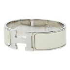 Hermes Clic Clac GM Enamel Bracelet Bangle Silver White Metal