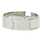 Hermes Clic Clac GM Enamel Bracelet Bangle Silver White Metal — view 2