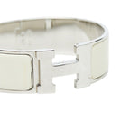 Hermes Clic Clac GM Enamel Bracelet Bangle Silver White Metal — view 3