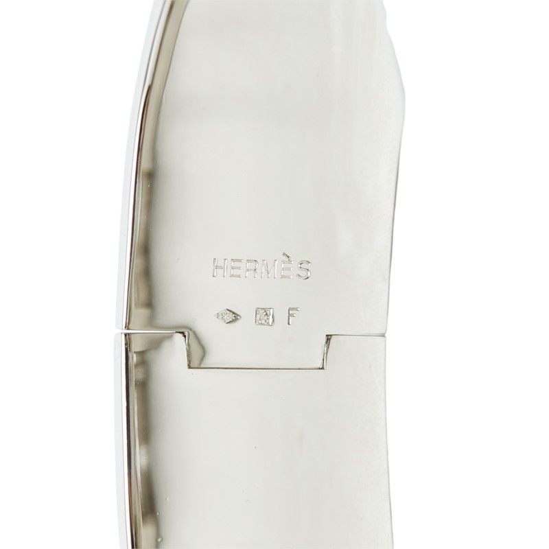 Hermes Clic Clac GM Enamel Bracelet Bangle Silver White Metal — view 4