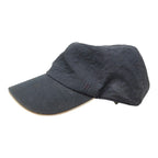 Hermes Cap Navy Hemp Linen Leather Hat — view 2