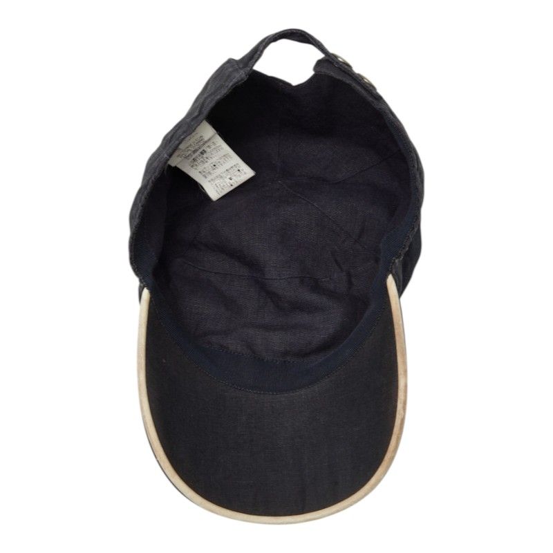 Hermes Cap Navy Hemp Linen Leather Hat — view 4