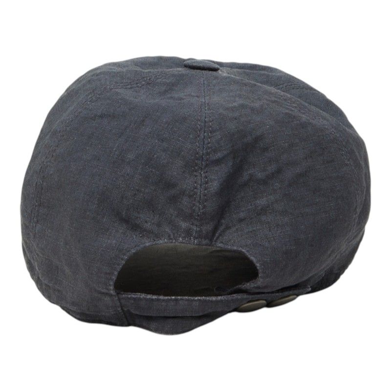 Hermes Cap Navy Hemp Linen Leather Hat — view 3