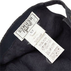 Hermes Cap Navy Hemp Linen Leather Hat — view 5