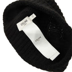 Celine Triomphe Knit Cap Beanie Black Cashmere Hat — view 4