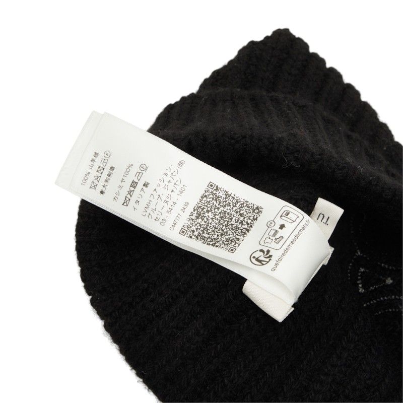 Celine Triomphe Knit Cap Beanie Black Cashmere Hat — view 6