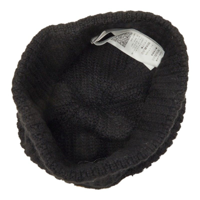 Celine Triomphe Knit Cap Beanie Black Cashmere Hat — view 3