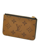Louis Vuitton Monogram Reverse Card Case Romy Coin Purse Brown Black Leather — view 2