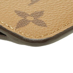 Louis Vuitton Monogram Reverse Card Case Romy Coin Purse Brown Black Leather — view 4