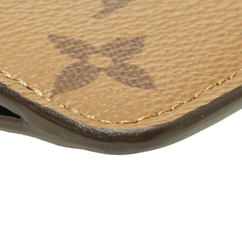 Louis Vuitton Monogram Reverse Card Case Romy Coin Purse Brown Black Leather — view 4