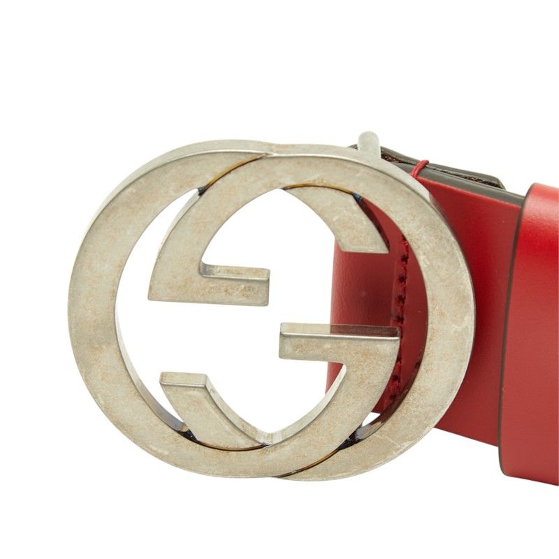 Gucci Interlocking G 95/38 Red Leather Belt — view 4