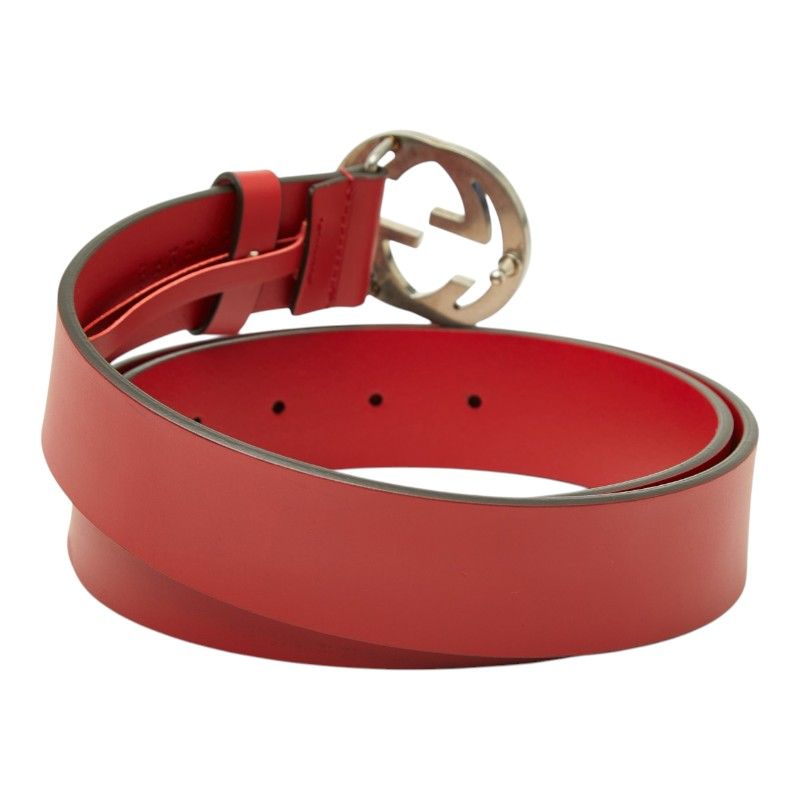 Gucci Interlocking G 95/38 Red Leather Belt — view 3