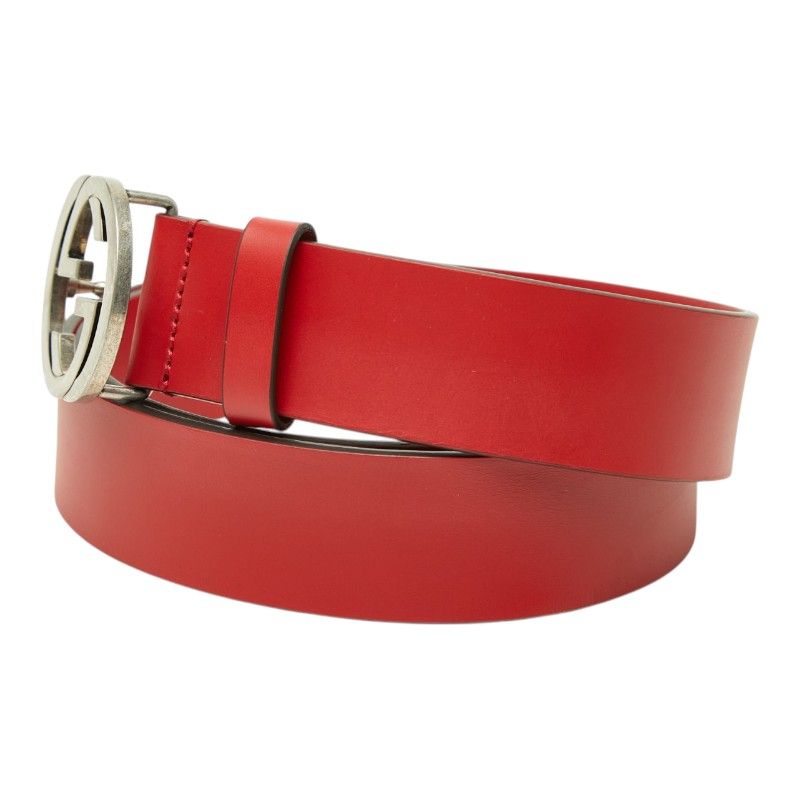 Gucci Interlocking G 95/38 Red Leather Belt — view 2