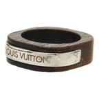 Louis Vuitton Bague Fleece Wood Ring Brown Silver Metal — view 2