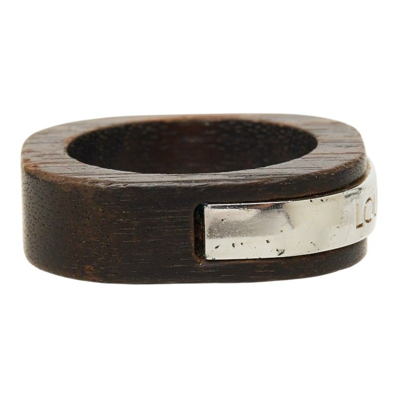 Louis Vuitton Bague Fleece Wood Ring Brown Silver Metal — view 4