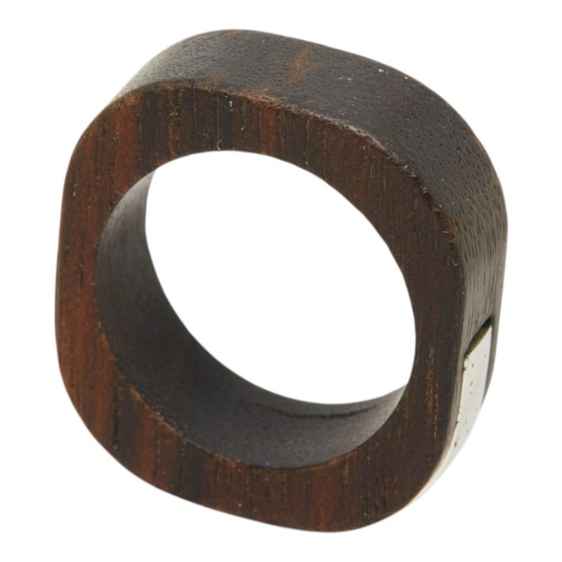 Louis Vuitton Bague Fleece Wood Ring Brown Silver Metal — view 5