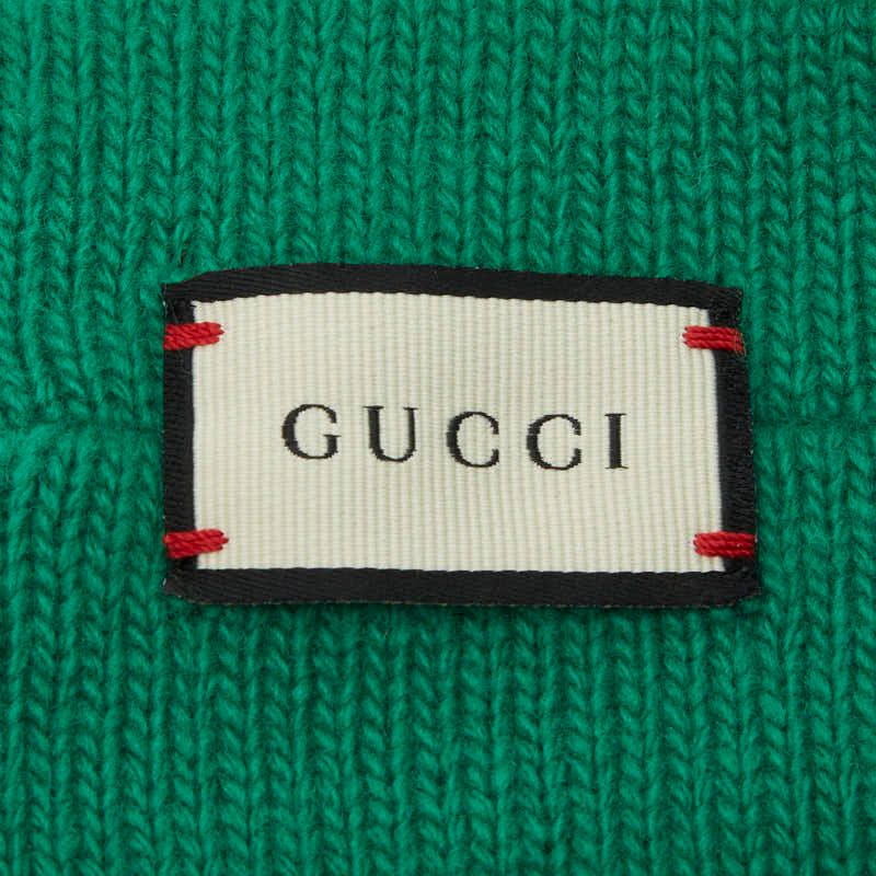 Gucci Sherry Line Interlocking G Web Stripe Headband M 57 Green Wool Hair — view 3