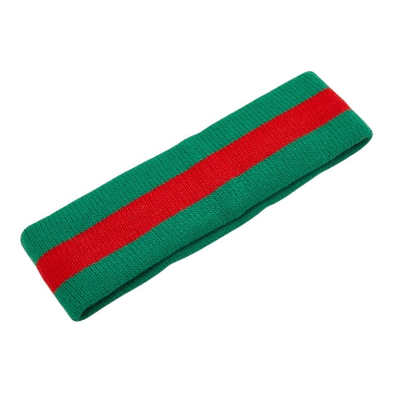 Gucci Sherry Line Interlocking G Web Stripe Headband M 57 Green Wool Hair — view 2