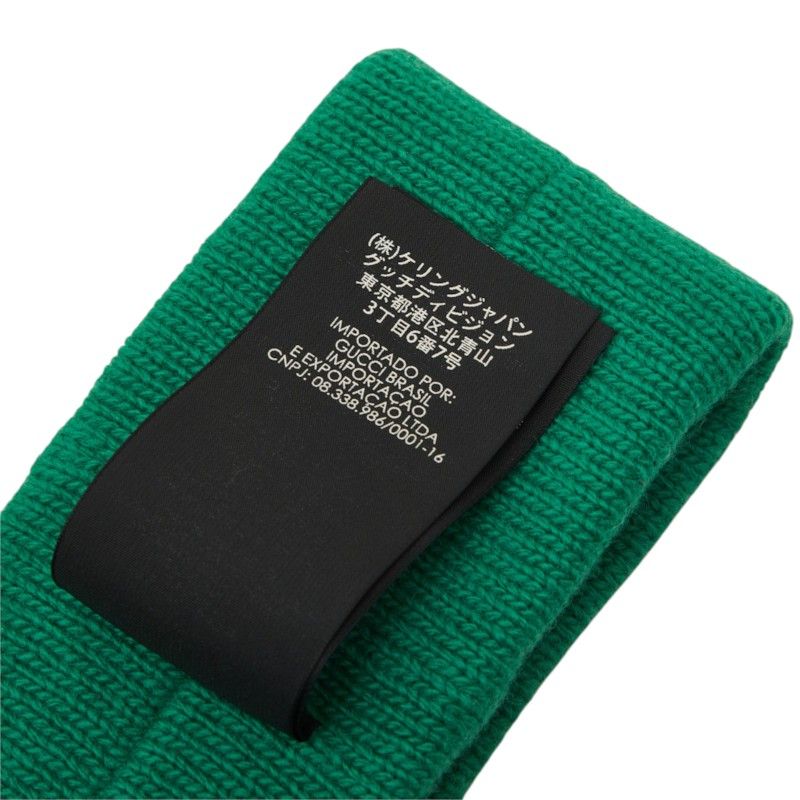 Gucci Sherry Line Interlocking G Web Stripe Headband M 57 Green Wool Hair — view 6