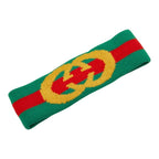 Gucci Sherry Line Interlocking G Web Stripe Headband M 57 Green Wool Hair