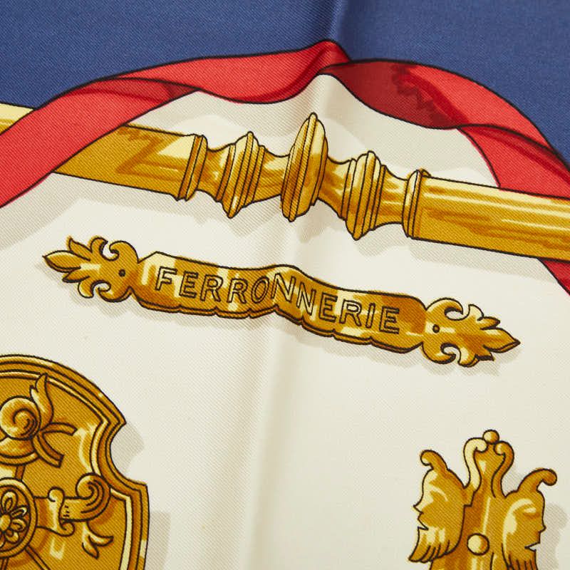 Hermes Carre 90 Ferronnerie Ironwork Scarf Large Navy Ivory Multicolor Silk — view 2