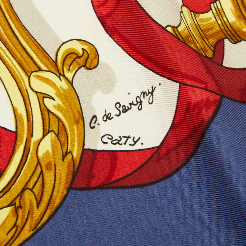 Hermes Carre 90 Ferronnerie Ironwork Scarf Large Navy Ivory Multicolor Silk — view 7