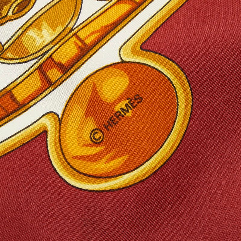 Hermes Carre 90 Caty Ancient Egyptian Scarab Pattern Scarf Large Wine Red Ivory — view 8