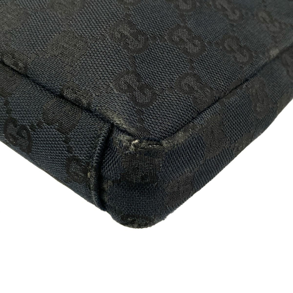 Gucci Shoulder Bag GG Pattern Metal Bar Black Leather — view 6