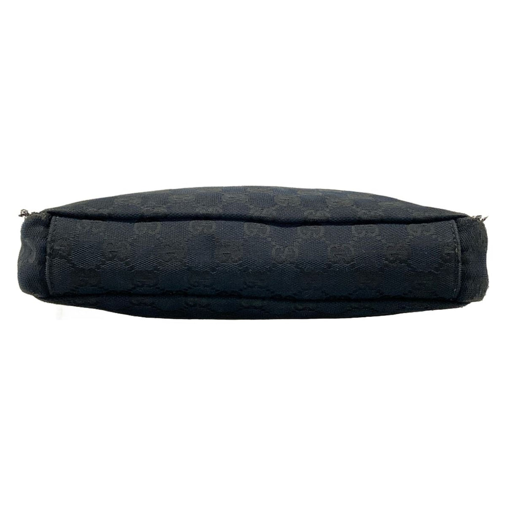 Gucci Shoulder Bag GG Pattern Metal Bar Black Leather — view 5