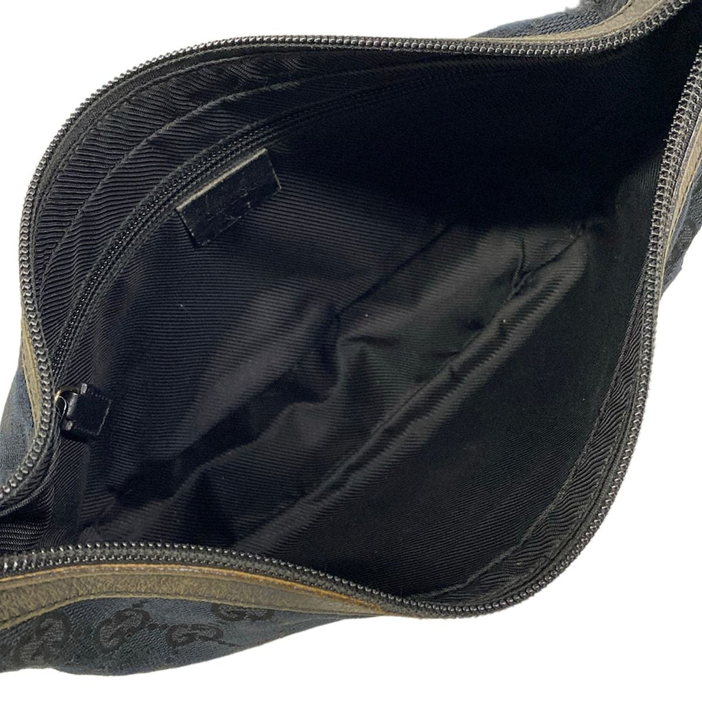 Gucci Shoulder Bag GG Pattern Metal Bar Black Leather — view 7