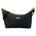 Gucci Shoulder Bag GG Pattern Metal Bar Black Leather