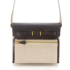 Hermes Herbag Zip Mini Natural Dark Brown Silver Shoulder Bag Canvas — view 3