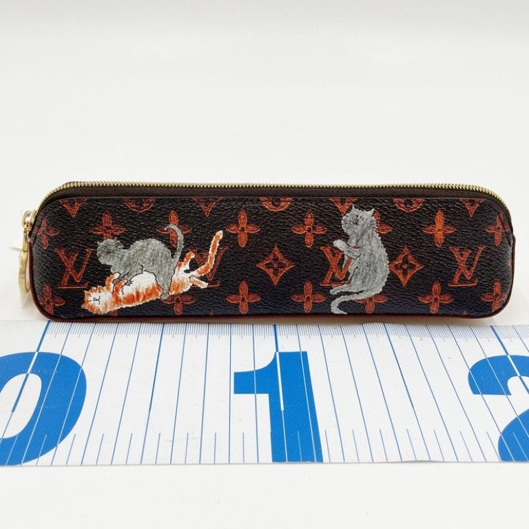Louis Vuitton Pen Case Trousse Elisabeth Brown Monogram Cat Glam Gold — view 2