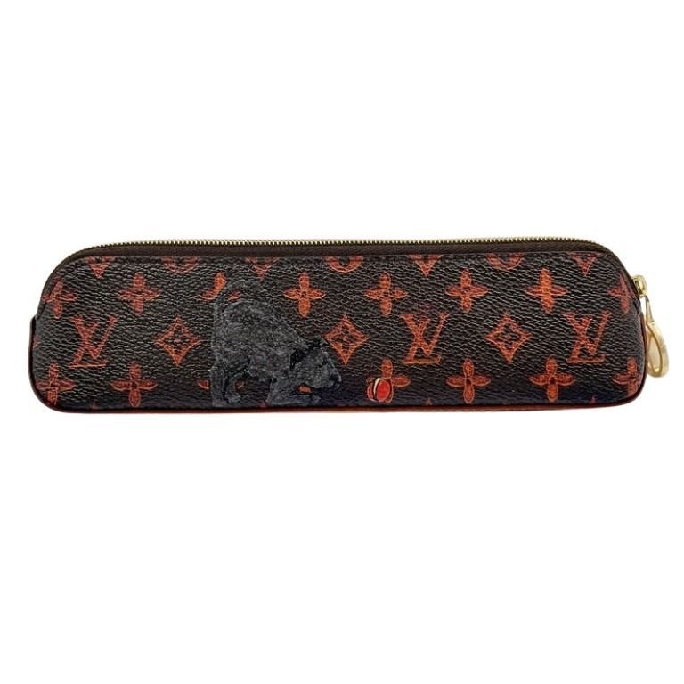 Louis Vuitton Pen Case Trousse Elisabeth Brown Monogram Cat Glam Gold