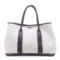 Hermes Garden Party PM Natural Dark Brown Silver Canvas Tote