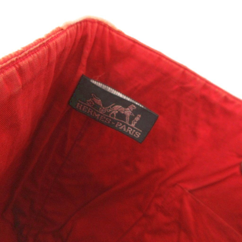 Hermes Amedaba GM Handbag Handle Check Leather Red Brown — view 6